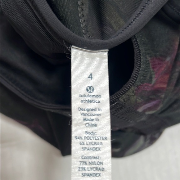 LULULEMON Women’s Midnight Iris Black Floral Atma Tank Size 4 - Picture 6 of 8